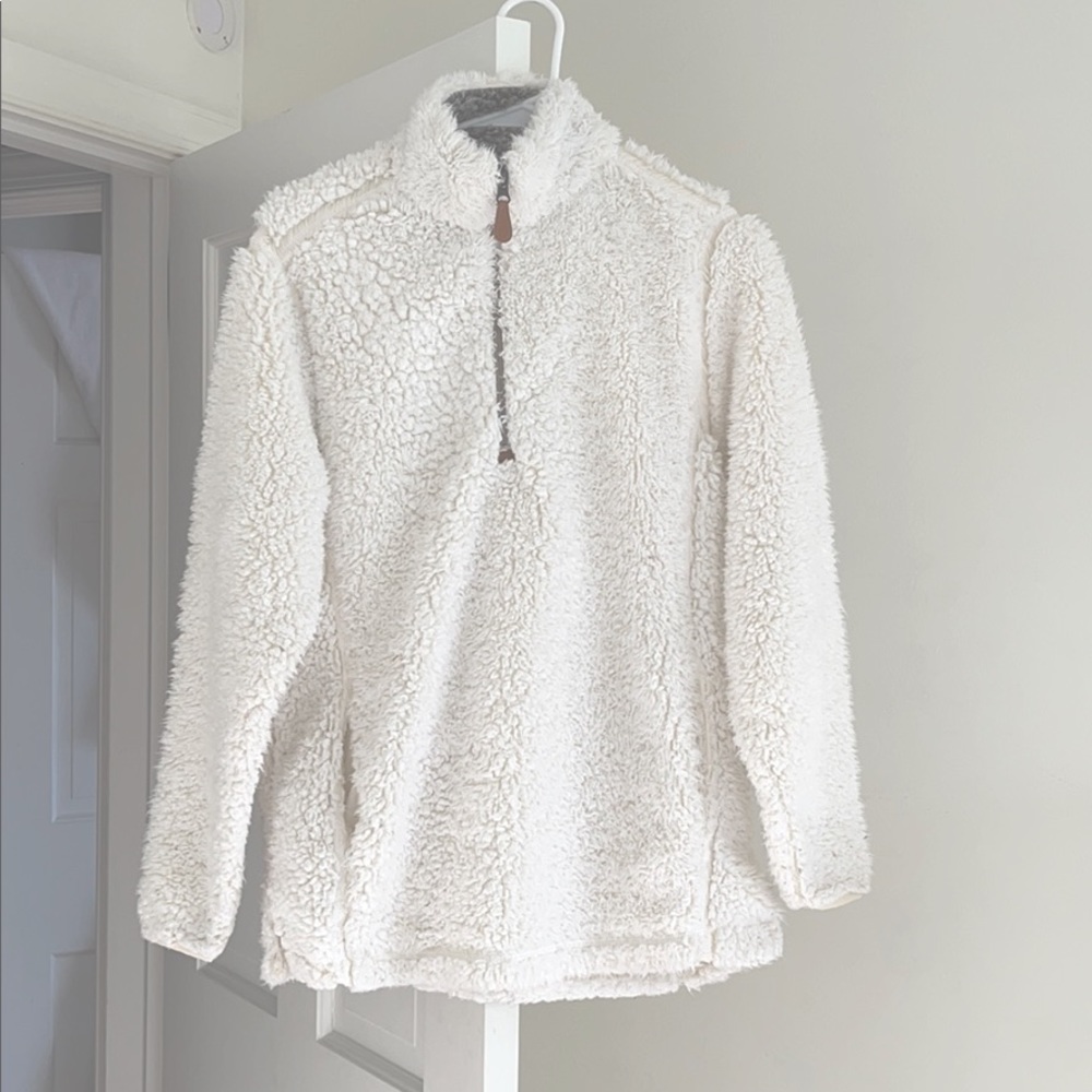 Pink Turtle White Fluffy Quarter Zip Jacket S/M
